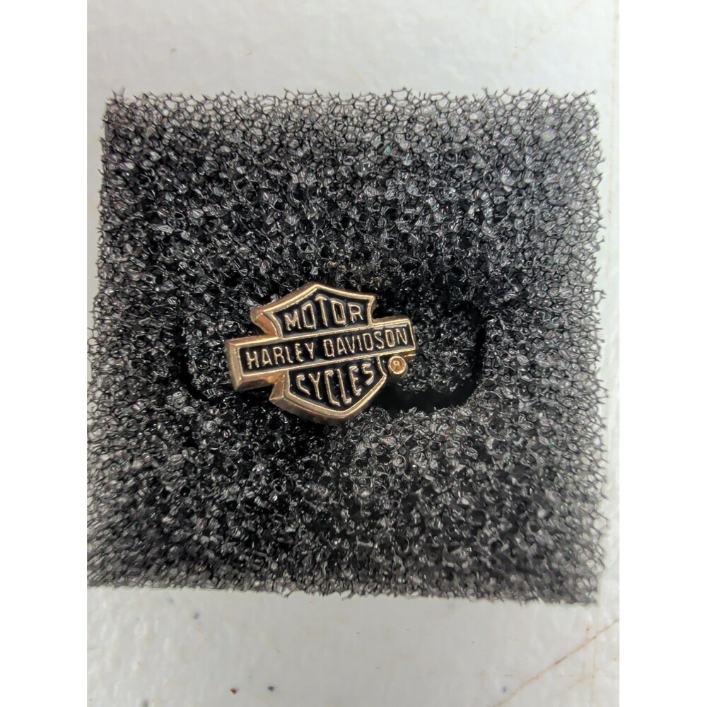 VTG Harley 14k Gold Harley Davidson Tie Tack Pin bar & shield Biker Memorabilia